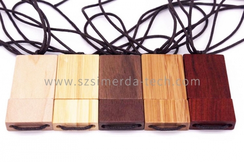 Lanyard Wooden USB Flash Drive red wood pendrive 4GB 8GB 16GB 32GB 64GB bamboo Memory Stick logo engraving wedding gifts