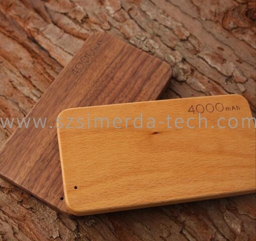 High quality cheap Portable External Battery 4000mah cell phone mobile Wooden power bank