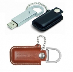 Leather USB stick with metal USB2.0