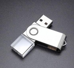 Crystal USB 2.0 Flash Drive for Custom Logo Twist Metal Pen Drive