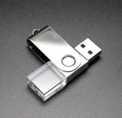 Crystal USB 2.0 Flash Drive for Custom Logo Twist Metal Pen Drive