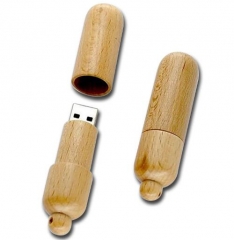 OEM flash memory usb Round Wooden USB Flash Drive with Keychain