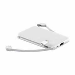 Portable Powerbank Built-In 2-In-1 Cable Universal 4000/5000mAh - White/black For Customer Promotion